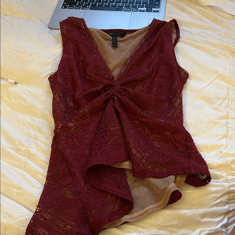 BCBGMaxAzria Deep Red Lace Top